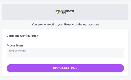 Retrieve Breadcrumbs API Token - Dialog Box | Breadcrumbs