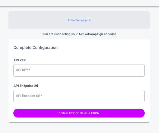 Complete ActiveCampaign configuration in Breadcrumbs